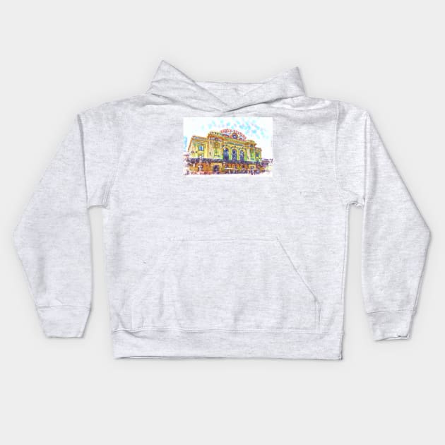 Denver Union Station In Pointillism Kids Hoodie by KirtTisdale